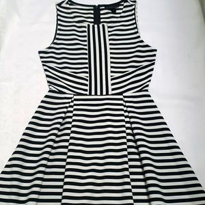 Attention Black & White Striped Dress Size S